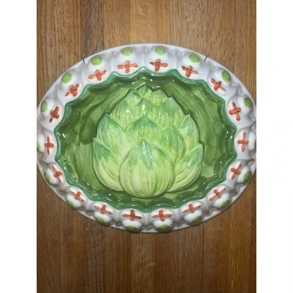 Vintage Artichoke Kitchen Jello Mold Ceramic Art by Sigma Tastesetter‎ 10x8x2